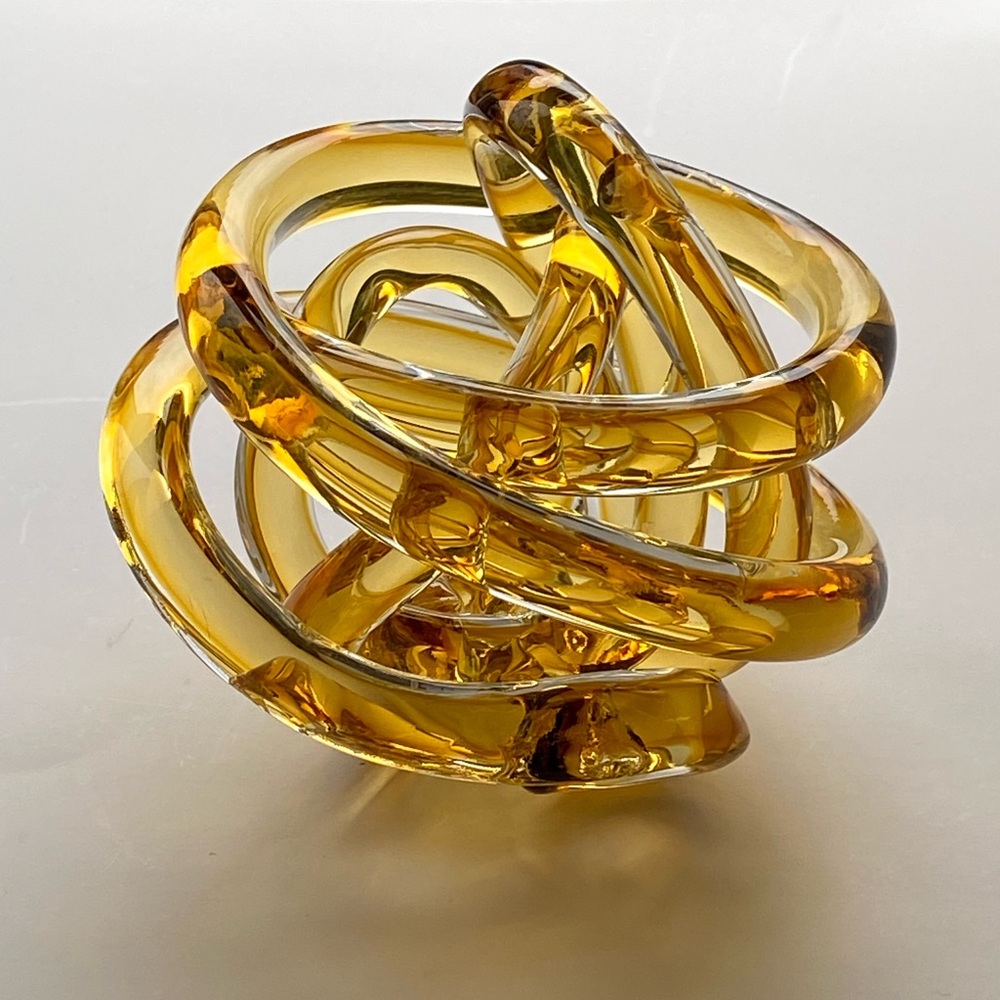 Vintage Amber Blown Glass Infinity Knot Sculpture